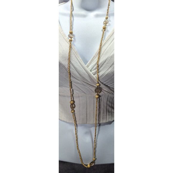 Bohemian Nature Themed Wood And Glass Beaded Necklace - Picture 3 of 7